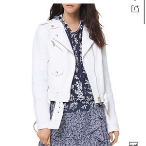 MICHAEL KORS Linen Moto Jacket NWT SMALL $250